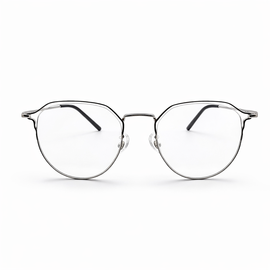 Geometric Silver Metallic Eyeglasses