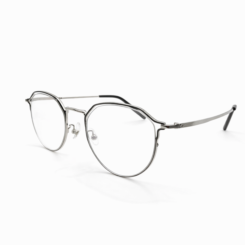 Geometric Silver Metallic Eyeglasses