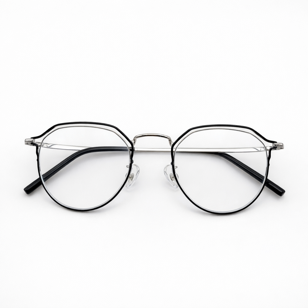 Geometric Silver Metallic Eyeglasses